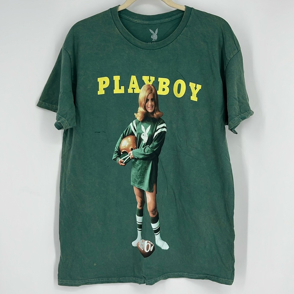 PLAYBOY Vintage Green Tee with Yellow Lettering